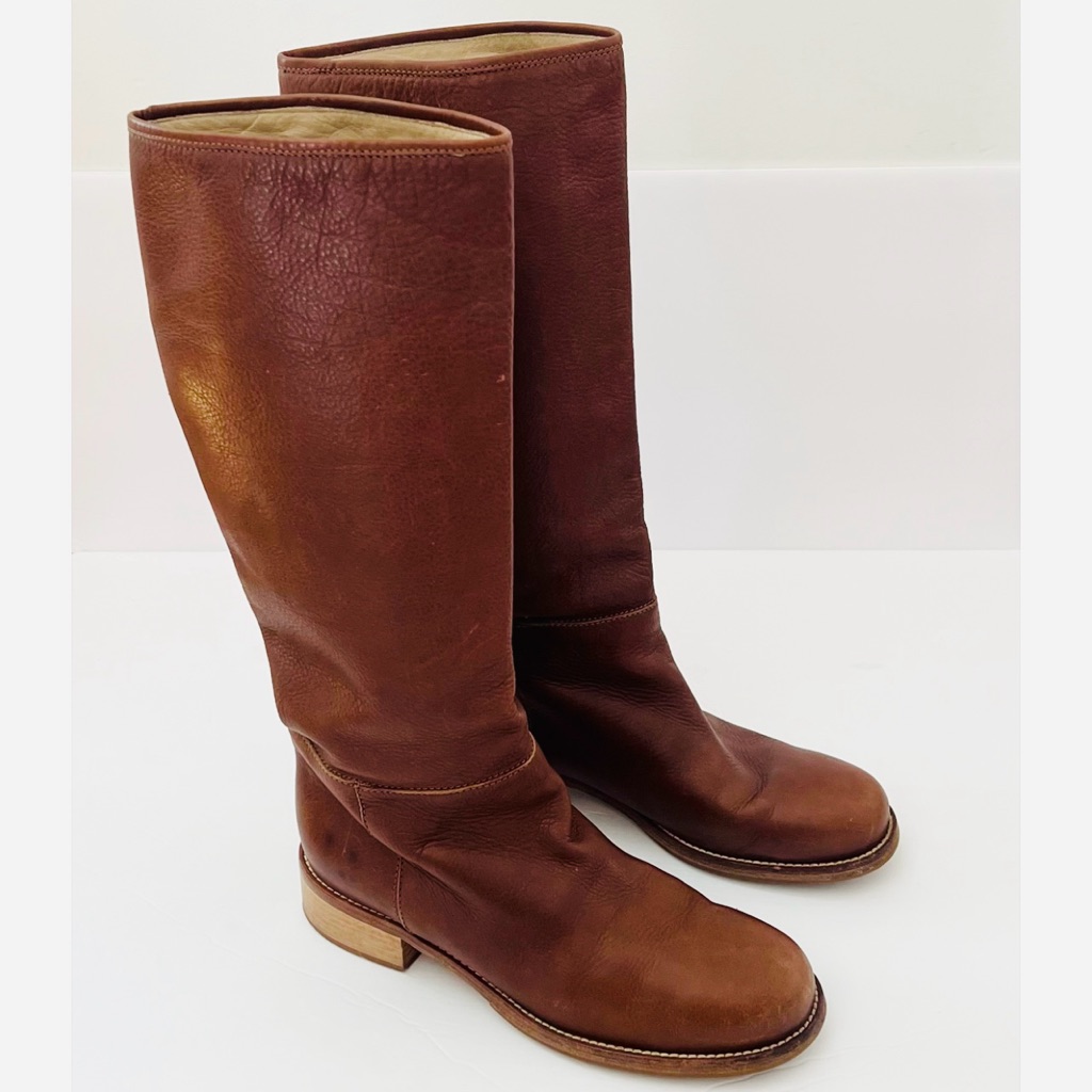 Maxmara Brown Leather Riding Boot Size 41
